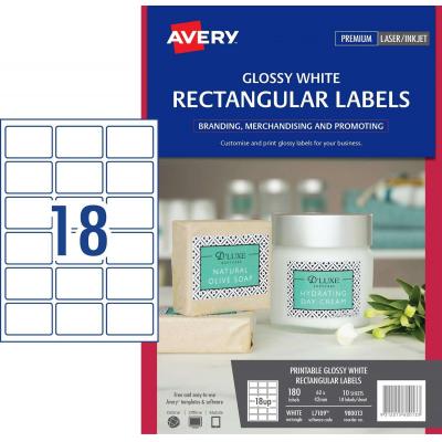 Avery L7109/980013 A4 (白色光面貼紙)Glossy Laser Label-62x42mm(10's)