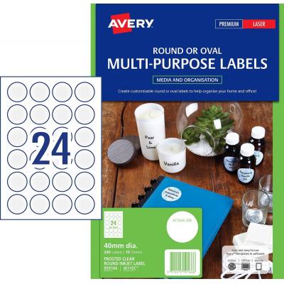 Avery 959166/J6112C Multi-Purpose Labels 40mm Round Clear