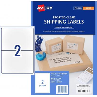 Avery J8566-10 半透明噴墨打印標籤(199.6x143.5mm)(10張)