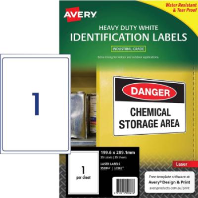 Avery L7067 A4 (199.6 x 289.1mm)防水防油Heavy duty labels(25's)