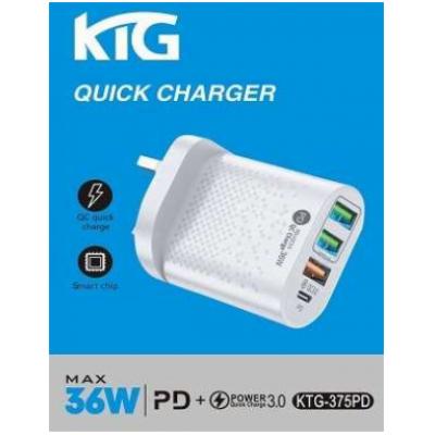 韓國KTG-375PD 36W 快速充電器插頭(USBx2+PDx1)