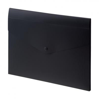 日本 Lihit Lab Noir A-5905 A4 扣式型格單層文件夾(黑色)