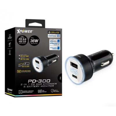 XPower PD-300 PD 36W車充電器(Type-C x1+QC3.0x1)-Black