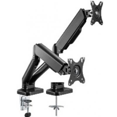 德國Goobay 58531 Monitor Mount Dual Gas Arm 座檯雙顯示屏氣壓搖臂支架(可鑽孔/夾檯式安裝)