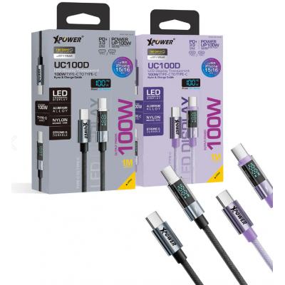 XPower UC100D 1M LED顯示 100W高速傳輸充電 Type-C>Type-C線