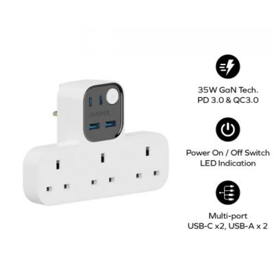 Momax US19UK 1-Charge Work-Flow (USB-Cx2 & USB-A x2)+ 3位T型插座