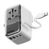 Momax US21UK 1-World+Flow 35W GaN 3插口及內置伸縮USB-C充電線旅行插座