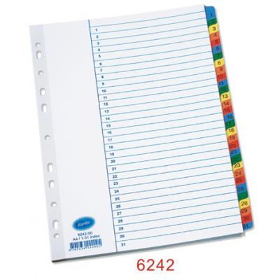 Bantex 6242 A4 11孔31級紙質顏色(錶膠)邊索引分類(1-31)