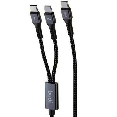 Budi DC210C2C12B 1 For 2 PD(65W) Cable Type-C to Cx2 1.2M
