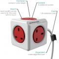 Allocacoc 7300 Powercube 5 Outlet Extended -3M -(紅色)