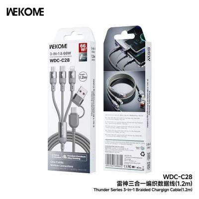 Wekome WDC-C28 3 In 1 66W 編織快充線充電線-1.2M
