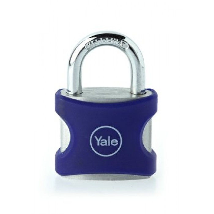 Yale 32MM 鋁殼掛鎖-藍色膠(3匙)_潤滑油及鎖頭_V-其他用品_歷山文儀中心