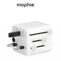 Mophie (迷你)旅行多國萬用插頭(USB-C+USB-A)-黑色/白色