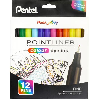 Pentel S40-12 Pointliner Colour dye ink (0.4mm)彩色代針筆(12色)