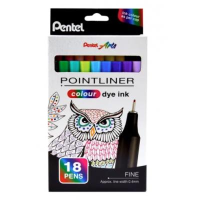 Pentel S40-18 Pointliner Colour dye ink (0.4mm)彩色代針筆(18色)