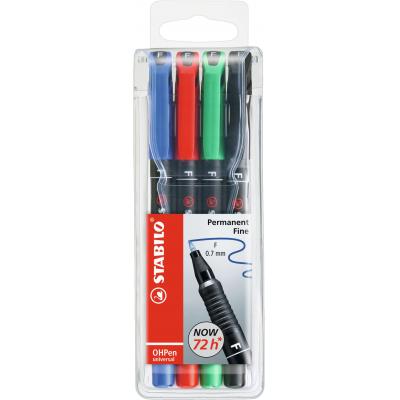 Stabilo 842/4OHP (F 0.7mm)Universal 油性膠片筆(4色套裝)