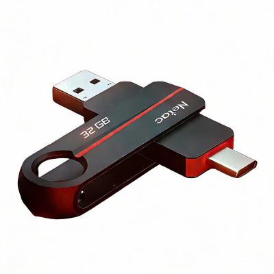 Netac US18 USB3.2(USB-A+USB-C) USB Drive 鋅合金旋轉式OTG 雙用手指-256B