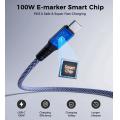 Choetech 100W USB-C 磁吸收納線 1米