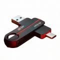 Netac US18 USB3.2(USB-A+USB-C) USB Drive 鋅合金旋轉式OTG 雙用手指-128B