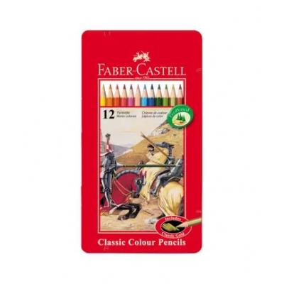 Faber-Castell 115844 Classic 六角形鐵盒彩色木顏色筆(12色)
