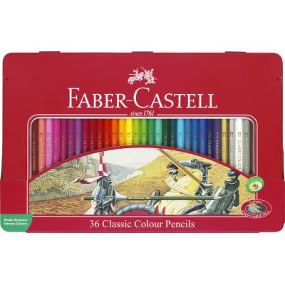 Faber-Castell 115846 Classic 六角形鐵盒彩色木顏色筆(36色)